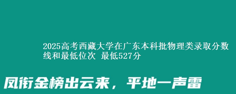 2025高考西藏大学在广东本科批物理类录取分数线和最低位次 最低527分