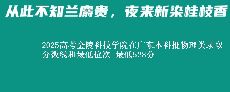 2025高考金陵科技学院在广东本科批物理类录取分数线和最低位次 最低528分