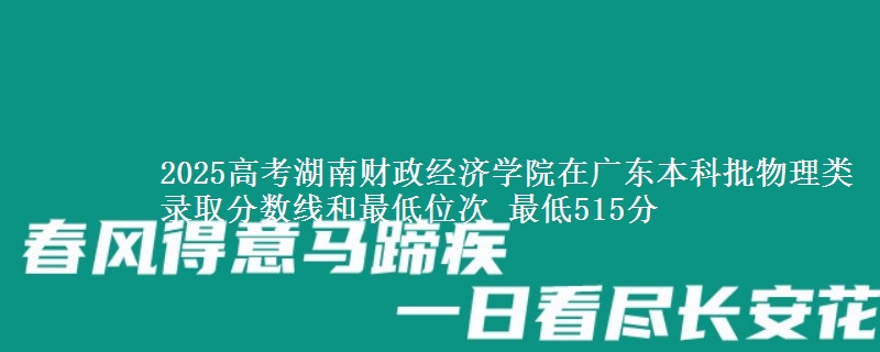 2025高考湖南财政经济学院在广东本科批物理类录取分数线和最低位次 最低515分