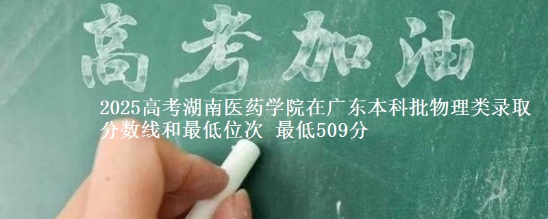 2025高考湖南医药学院在广东本科批物理类录取分数线和最低位次 最低509分