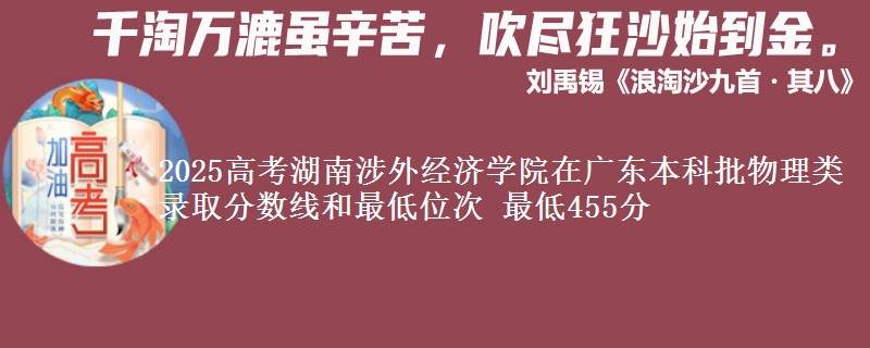 2025高考湖南涉外经济学院在广东本科批物理类录取分数线和最低位次 最低455分