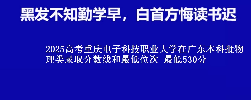 2025高考重庆电子科技职业大学在广东本科批物理类录取分数线和最低位次 最低530分