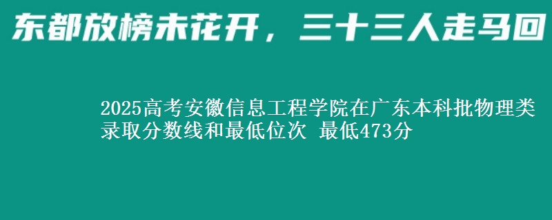 2025高考安徽信息工程学院在广东本科批物理类录取分数线和最低位次 最低473分