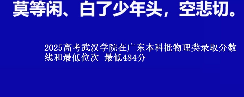 2025高考武汉学院在广东本科批物理类录取分数线和最低位次 最低484分