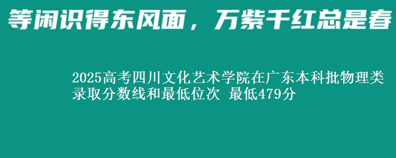 2025高考四川文化艺术学院在广东本科批物理类录取分数线和最低位次 最低479分