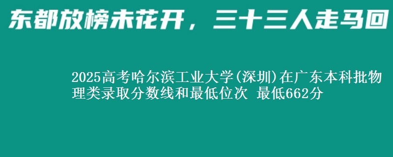 2025高考哈尔滨工业大学(深圳)在广东本科批物理类录取分数线和最低位次 最低662分