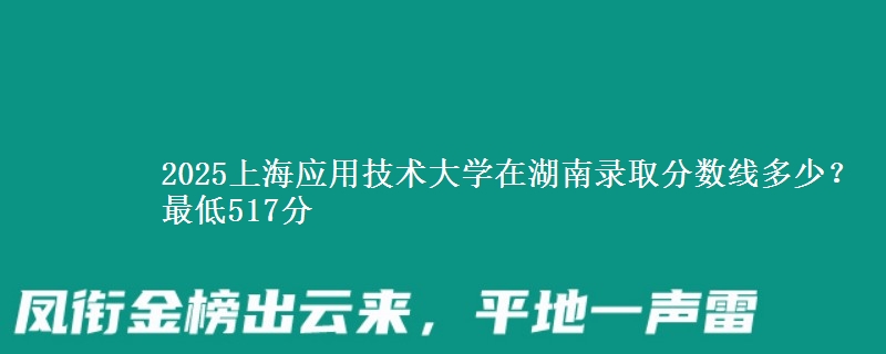 2025上海应用技术大学在湖南录取分数线多少?最低517分