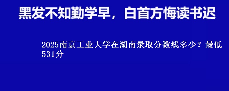 2025南京工业大学在湖南录取分数线多少?最低531分