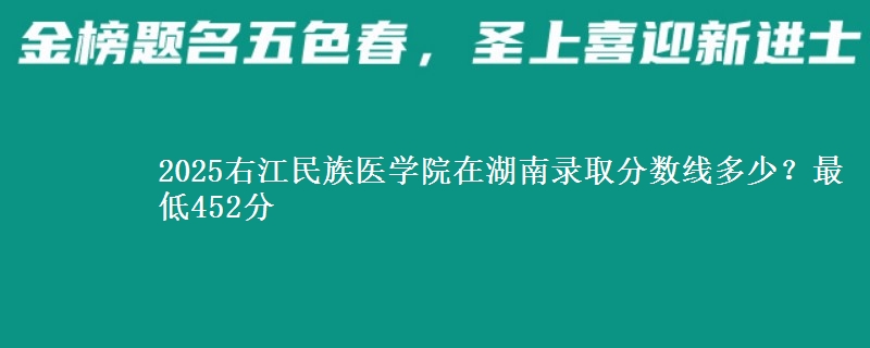 2025右江民族医学院在湖南录取分数线多少?最低452分