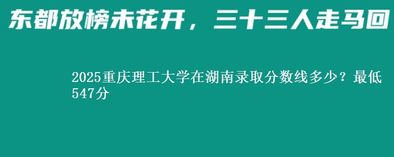 2025重庆理工大学在湖南录取分数线多少?最低547分