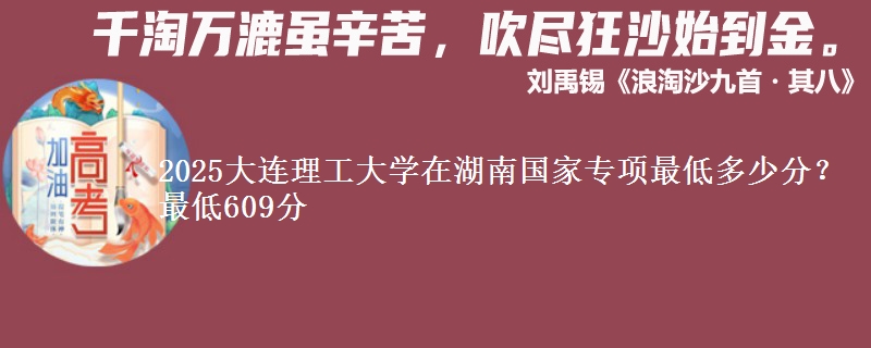2025大连理工大学在湖南国家专项录取分数线多少？最低609分