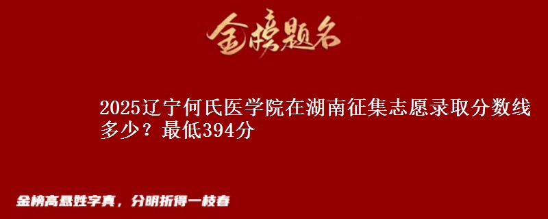 2025辽宁何氏医学院在湖南征集志愿录取分数线多少？最低394分