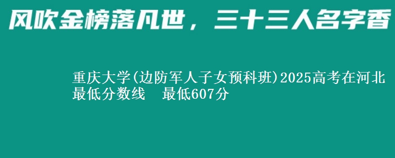 重庆大学(边防军人子女预科班)2025高考在河北最低分数线 最低607分