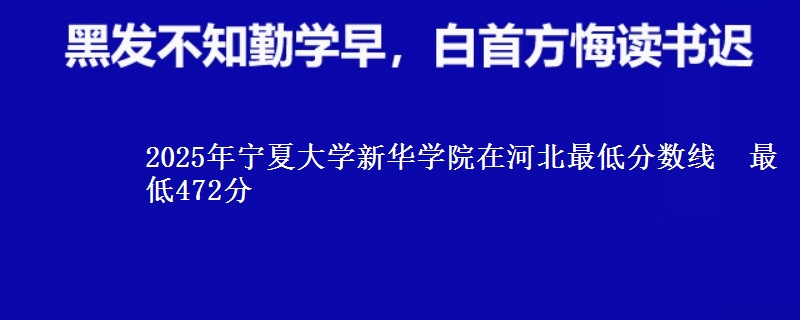 2025年宁夏大学新华学院在河北最低分数线  最低472分