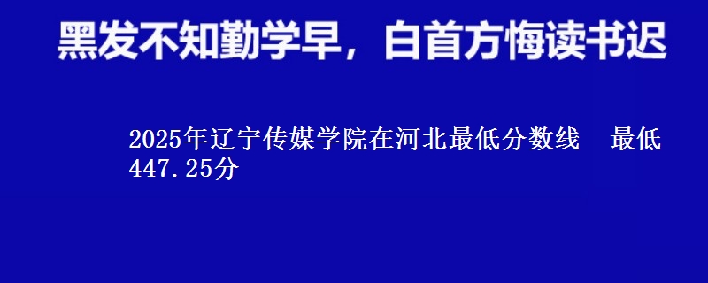 2025年辽宁传媒学院在河北最低分数线 最低447.25分