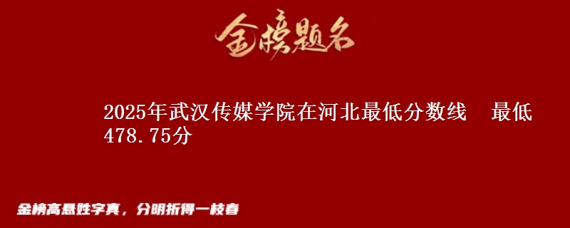 2025年武汉传媒学院在河北最低分数线 最低478.75分