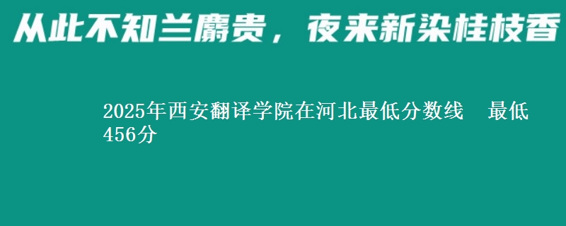 2025年西安翻译学院在河北最低分数线 最低456分
