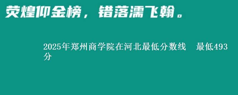 2025年郑州商学院在河北最低分数线 最低493分