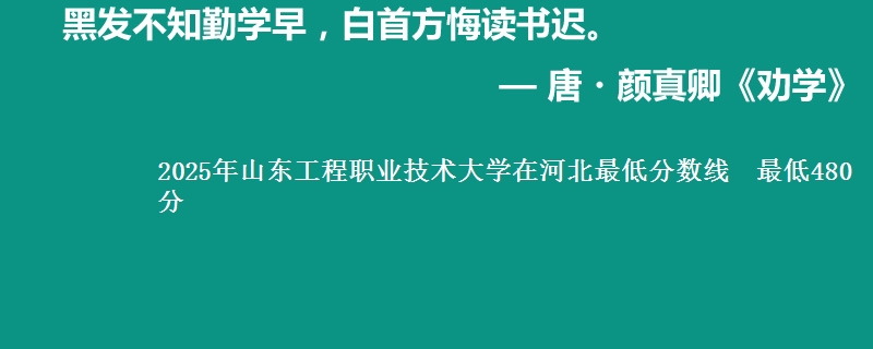 2025年山东工程职业技术大学在河北最低分数线 最低480分