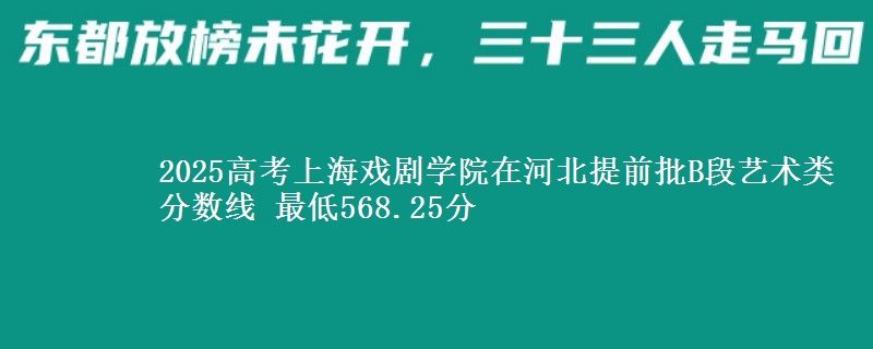 2025高考上海戏剧学院在河北提前批B段艺术类分数线 最低568.25分