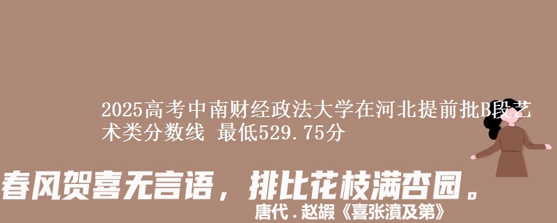 2025高考中南财经政法大学在河北提前批B段艺术类分数线 最低529.75分