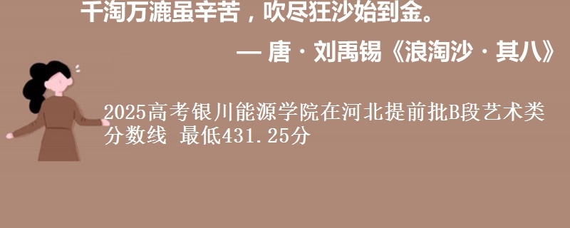 2025高考银川能源学院在河北提前批B段艺术类分数线 最低431.25分