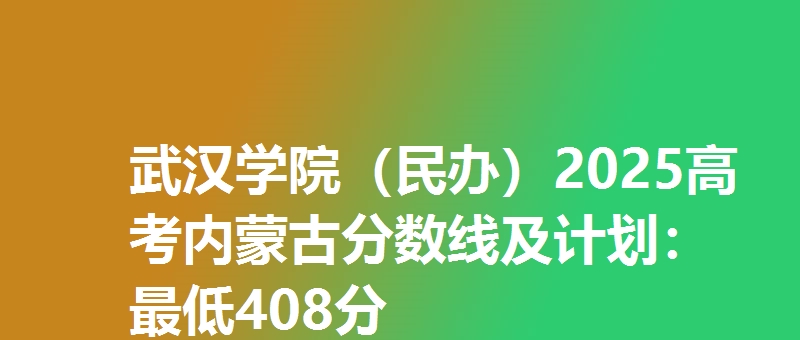 武汉学院（民办）2025高考内蒙古分数线及计划：最低408分