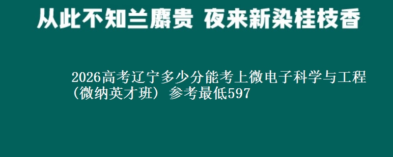 2026高考辽宁多少分能考上微电子科学与工程(微纳英才班) 参考最低597