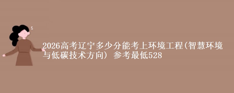 2026高考辽宁多少分能考上环境工程(智慧环境与低碳技术方向) 参考最低528