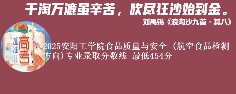 2025安阳工学院食品质量与安全 (航空食品检测方向)专业录取分数线 最低454分