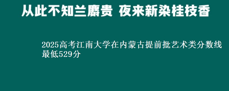 2025高考江南大学在内蒙古提前批艺术类分数线 最低529分