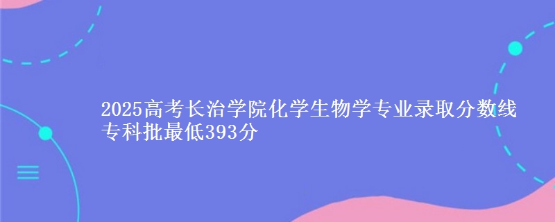 2025高考长治学院化学生物学专业录取分数线 专科批最低393分
