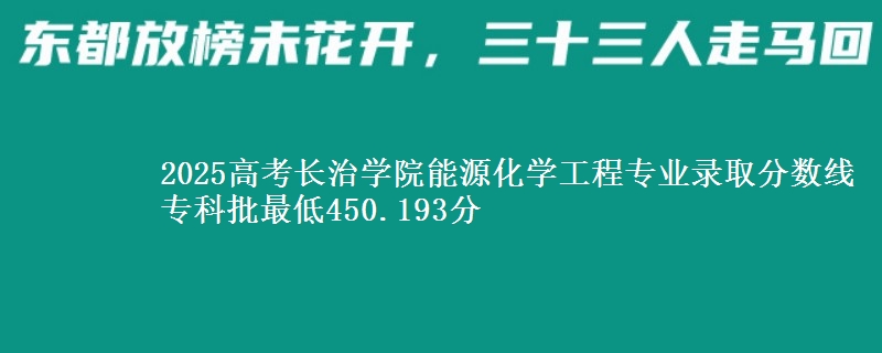 2025高考长治学院能源化学工程专业录取分数线 专科批最低450.193分
