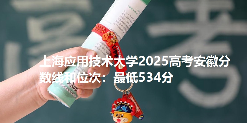 上海应用技术大学2025高考安徽分数线和位次：最低534分