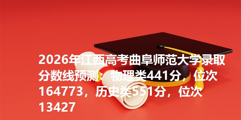 2026年江西高考曲阜师范大学录取分数线预测：物理类441分，位次164773，历史类551分，位次13427