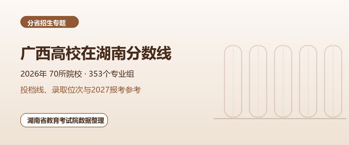 广西高校2026年在湖南招生专业组分数线和位次题图