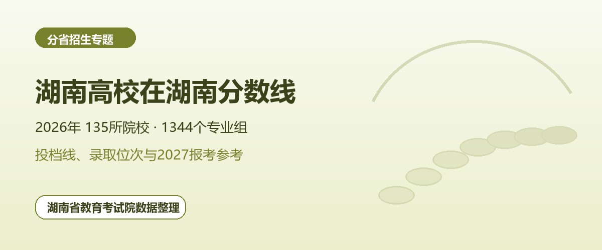 湖南高校2026年在湖南招生专业组分数线和位次题图
