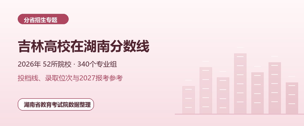 吉林高校2026年在湖南招生专业组分数线和位次题图