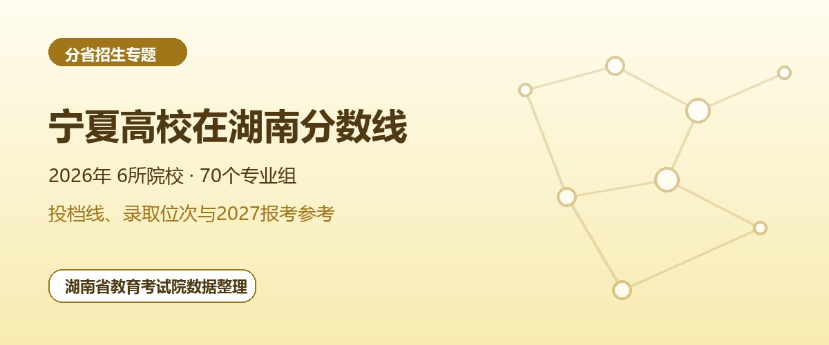 宁夏高校2026年在湖南招生专业组分数线和位次题图