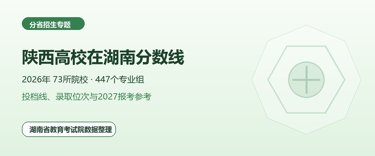 陕西高校2026年在湖南招生专业组分数线和位次题图