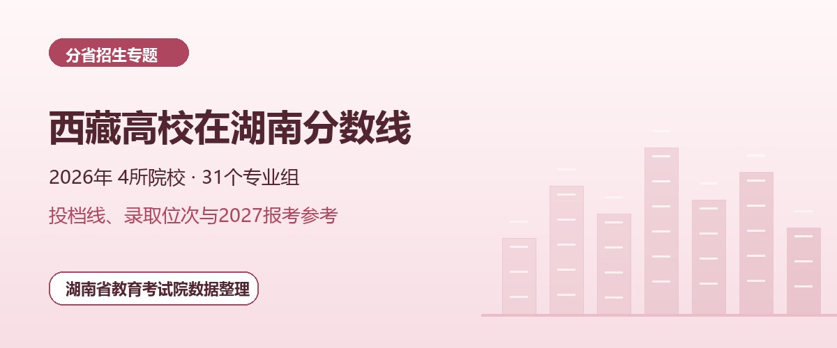 西藏高校2026年在湖南招生专业组分数线和位次题图