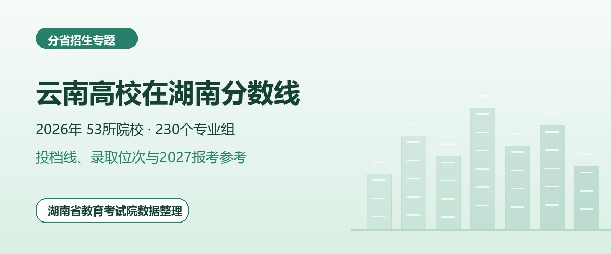 云南高校2026年在湖南招生专业组分数线和位次题图