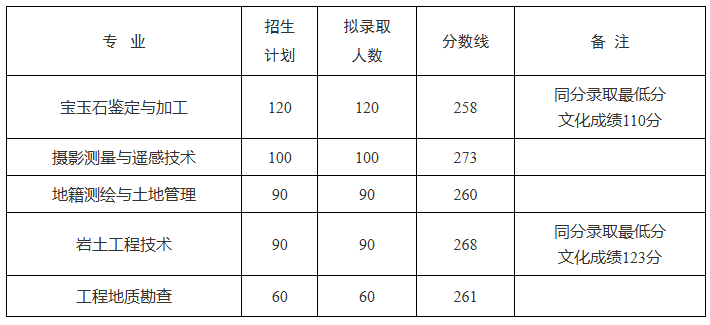 湖北国土资源职业学院2025单招分数线