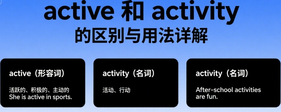 active 和 activity 的区别与用法详解