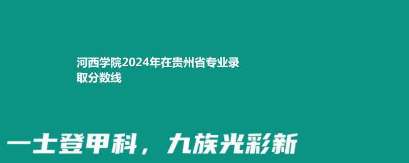 河西学院2024年在贵州省专业录取分数线