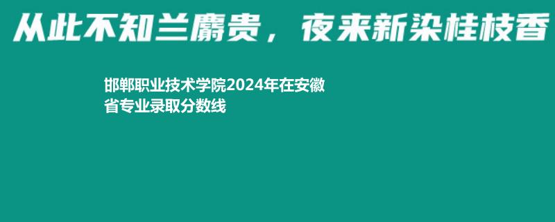 邯郸职业技术学院2024年在安徽省专业录取分数线