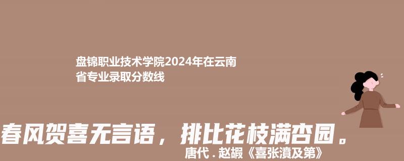 盘锦职业技术学院2024年在云南省专业录取分数线