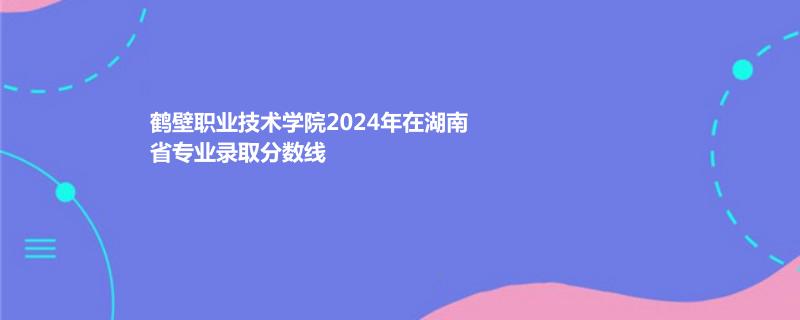 鹤壁职业技术学院2024年在湖南省专业录取分数线