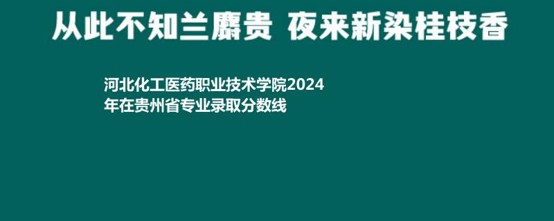 河北化工医药职业技术学院2024年在贵州省专业录取分数线