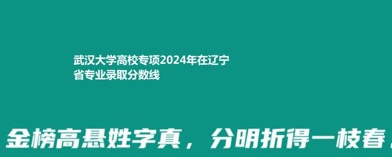 武汉大学高校专项2024年在辽宁省专业录取分数线